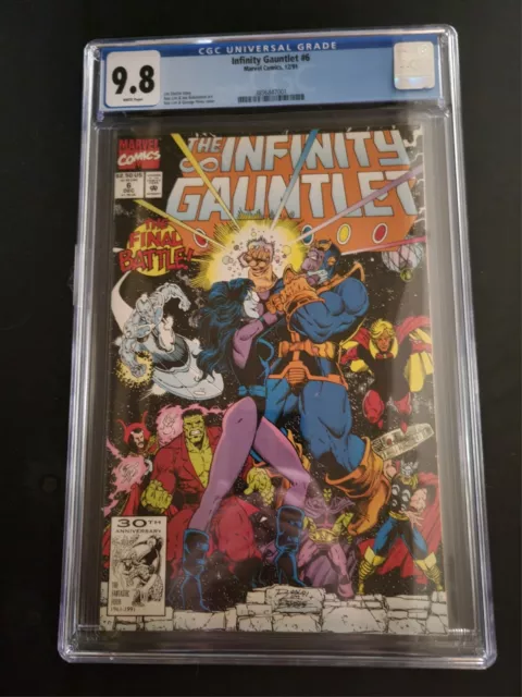 INFINITY GAUNTLET #6 CGC 9.8  White Pages Marvel KEY 1991 Jim Starlin NM Mint