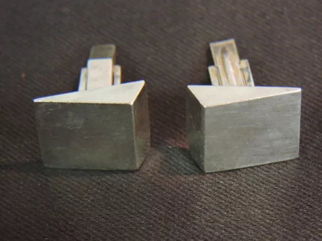 Rotter Sterling Silver Wedge Block Cufflinks Mid Century Modern MCM Signed 27gr