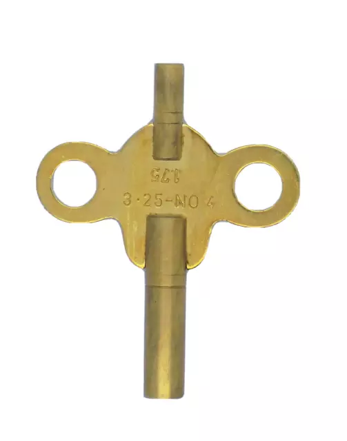 New Brass Double Ended Clock Key Size No 4 - 3.25mm With 1.75mm Small End