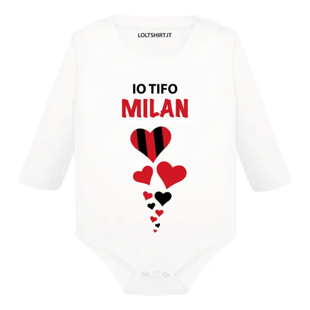 Body divertente neonato a maniche lunghe Io tifo il Milan