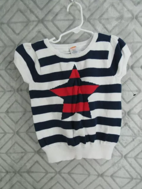 Gymboree Sweater Girls Size S 5 6 Blue White Red Striped Star Short Sleeve