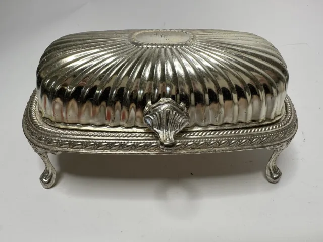 Vintage Silver Plated Butter Dish w/ Lid & Glass Insert - RARE