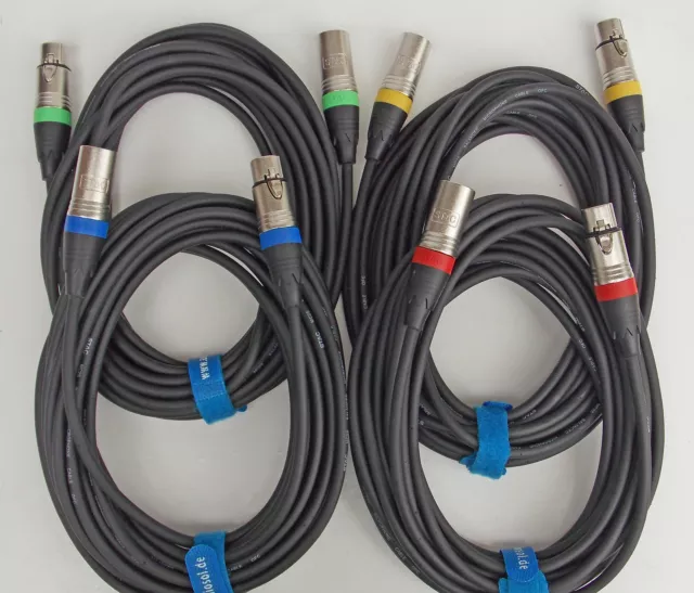 7,5m 5m Mikrofonkabel XLR  DMX-Kabel OFC Set mit 2x 7,5m + 2x 5m  Kabelklett