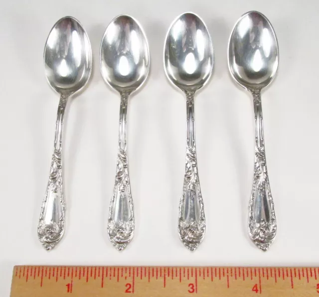 Vintage 1933 4pc Reed & Barton USA Romaine Sterling Silver Demitasse Spoons