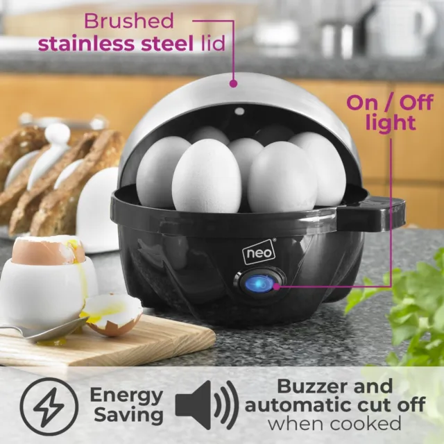 Neo Electric Stainless Steel Egg Cooker Boiler Lid Poacher Steamer & Omelette 3