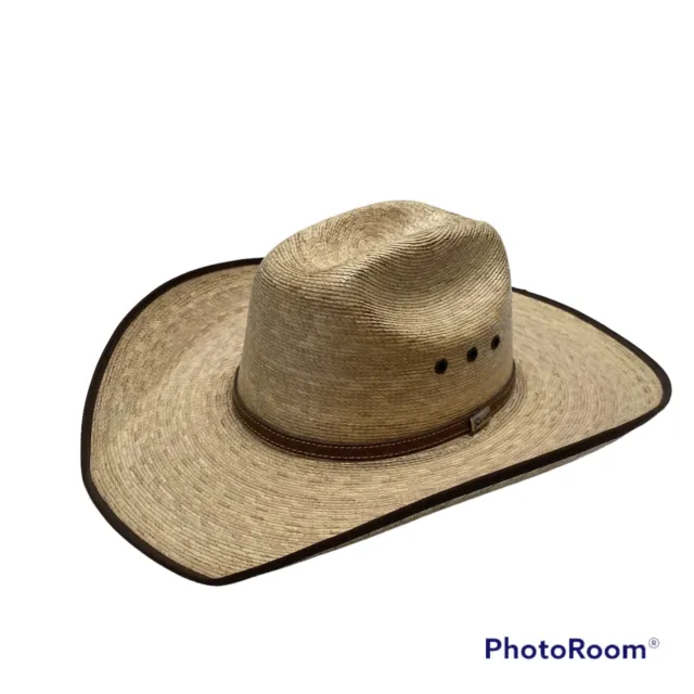 Atwood Long Oval Straw Cowboy Hat Made in Mexico sz 7 1/4