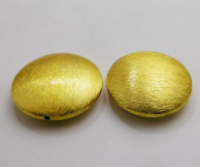 1 Pcs 30X9mm Flat Puff Brushed Bead 18k Gold Plated Jewelry Making