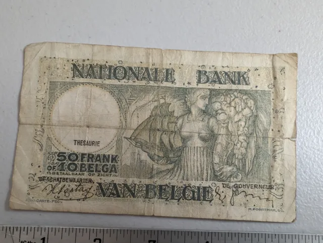 Belgium 50 Francs 1945 Pick 106 Look Scans