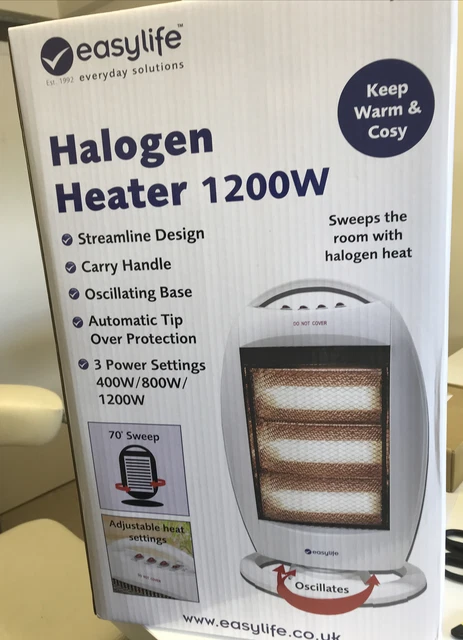 ELECTRIC HALOGEN HEATER 3 settings oscillation 1200W £23.00 - PicClick UK