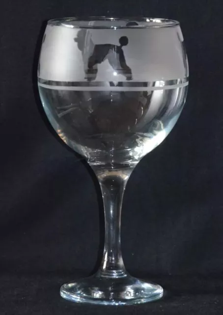 Hand Etched Gin Balloon, dog, poodle, lamb trim, miniature, gift