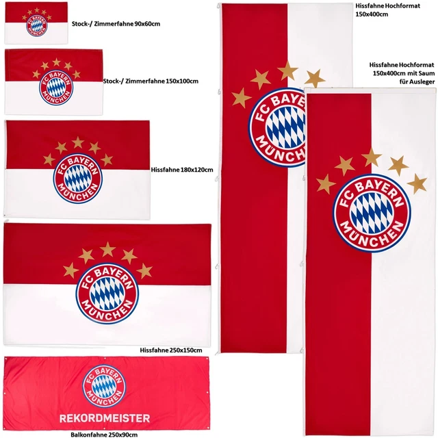 FC Bayern München Hissfahne 5 Sterne Hissflagge oder Fahne Zimmerfahne Logo FCB 2