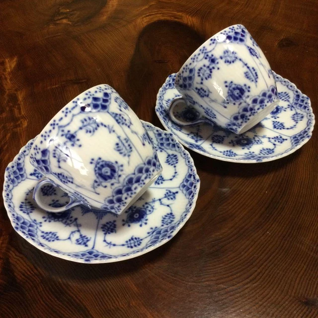 Royal copenhagen #75 Vintage Blue Full Lace Cup Saucer set
