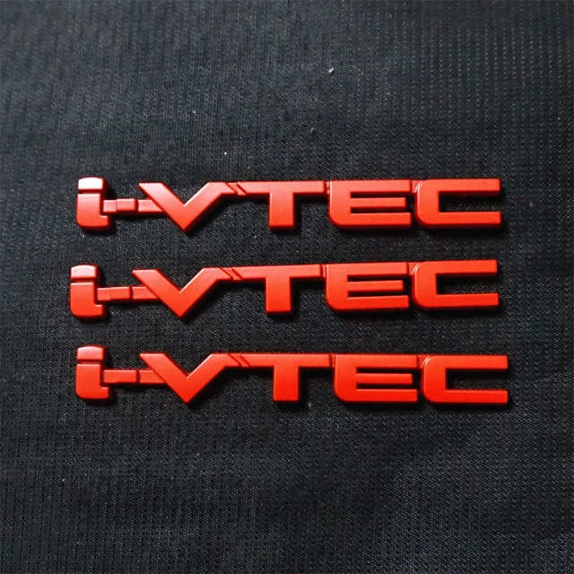 3x Big Red i-VTEC Matte Metal Sticker Emblem Decal Badge Engine Vehicle Car Type