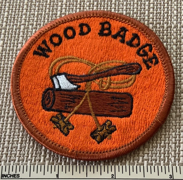 VINTAGE WOODBADGE BOY Scout Uniform Badge PATCH BSA Award Camp Orange