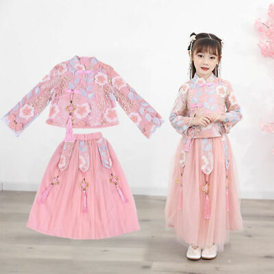 Costumi tradizionali cinesi Tang Suit Floreale Ricamato Cheongsam Top Gonna 2