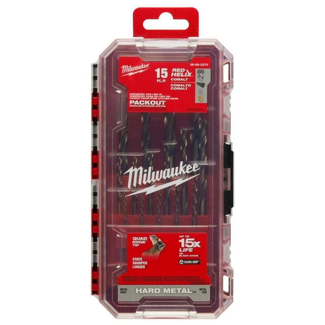 MILWAUKEE 48-89-2370 Red Helix Cobalt 15pc Drill Bit Set - NEW