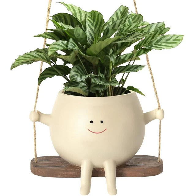 Smavles Hängeblumentopf Mit Lächelgesicht - Süßer Schaukeltopf Für Sukkulenten | Indoor & Outdoor Deko
