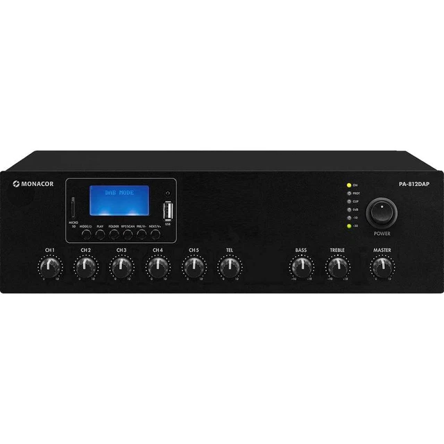 Monacor PA-812DAP Amplificateur ELA 120 W 1 canal 1 zone