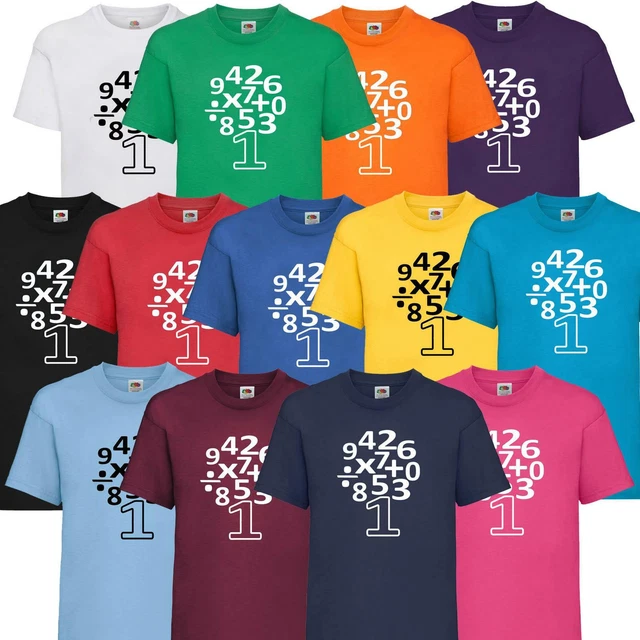 CHILDRENS NOVELTY MATHS Day TShirt Number Symbol Boys Girls Kids