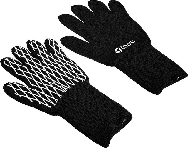 tepro Garten Textil-Grillhandschuhe 2er-Set  Grillhandschuh Schwarz, Weiß