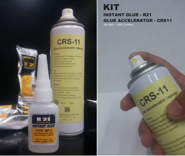 (KIT) R-21 mp2 Instant Glue + CRS11 Accelerator spray SET Adhesive Cyanoacrylate