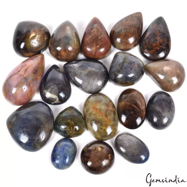 1500 Ct/18 Pcs Natural Untreated Multi Color Sapphire Mix Cab Gems Wholesale Lot