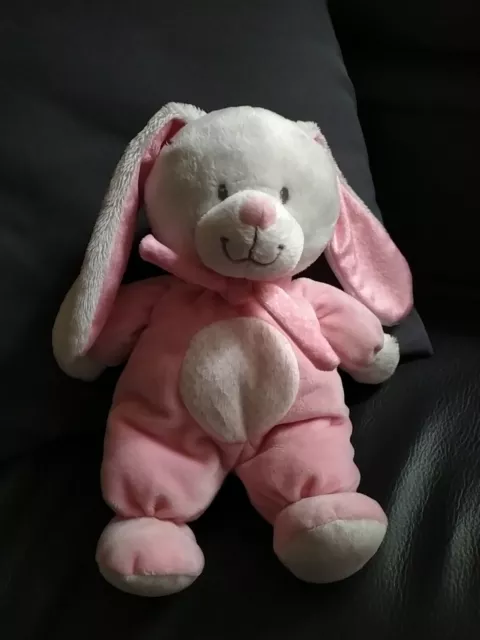 Doudou Peluche Tex Lapin Rose Blanc Pois Foulard