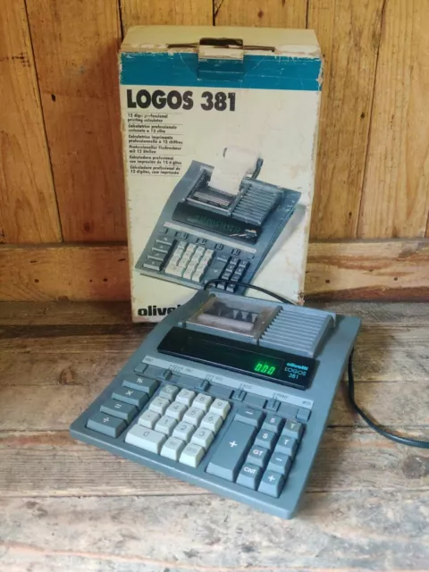 OLIVETTI LOGOS 381 - Calcolatrice Vintage BOX • FUNZIONANTE ✅