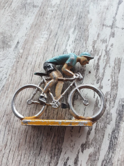 Figurine Cycliste Quiralu - Coureur Du Tour De France En Métal - Jouet Miniature Vintage - Occasion