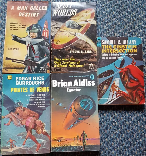 5 Vintage Science Fiction PB Books Fantasy Mixed Lot 1960s 1950s 1970s SciFi