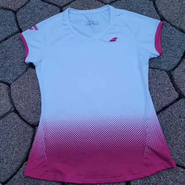 * BABOLAT * Tennis-Shirt *Compete Cap Sleeve Top Women*Gr.S, weiss/pink, TOPneuw