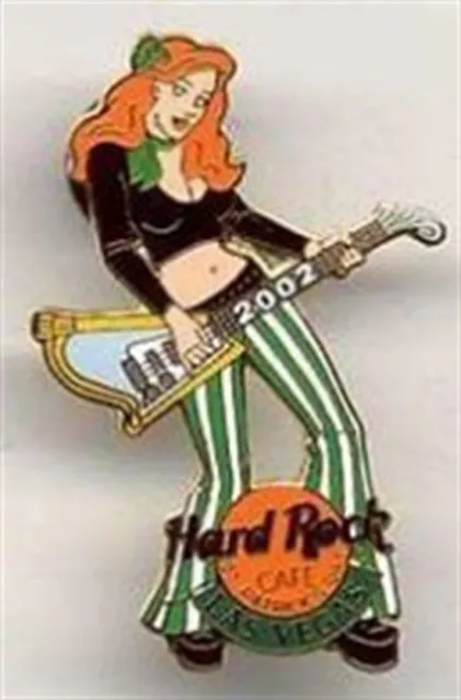 Hard Rock Cafe Las Vegas 2002 St.Patrick Jour Broche Sexy Roux Fille W/Guitare