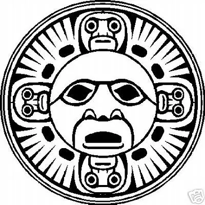 Tribal Sun/Tiki Vinyl Window Decal Bumper Sticker 2