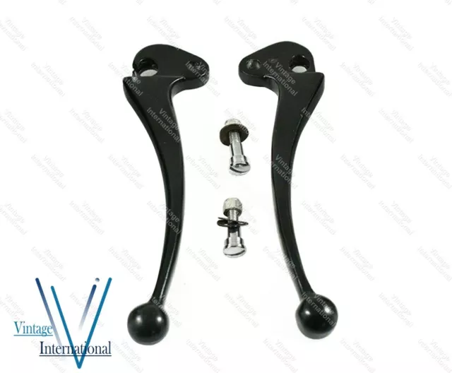 VESPA PX LML STAR STELLA CLUTCH & BRAKE LEVER SET BLACK NON DISC MODEL @Vi