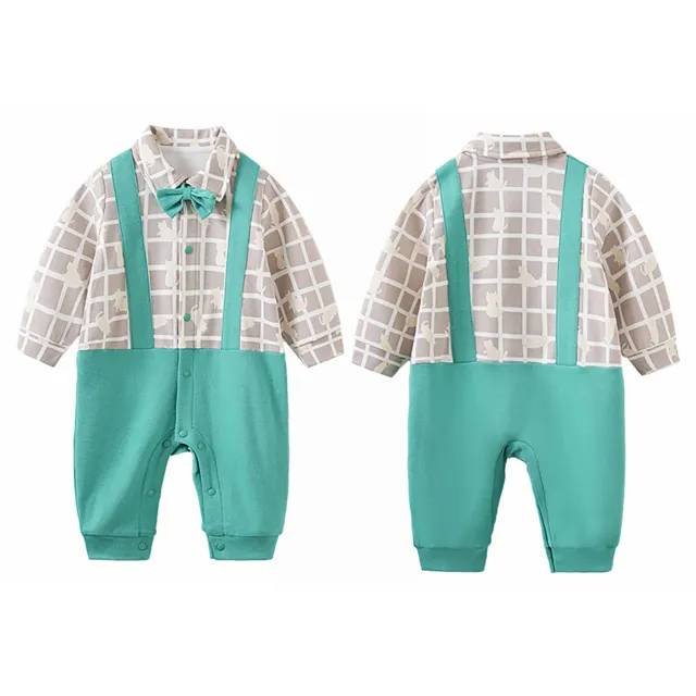 Baby Boys Long Sleeve Gentleman Romper Toddler Formal Party Tuxedo Jumpsuit