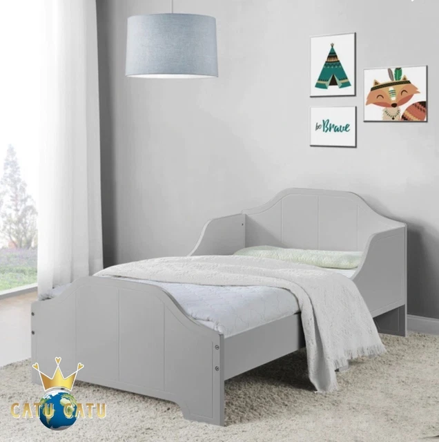 Nested Toddler Bed Grey - Natural Wooden Children Junior Bedroom Frame New