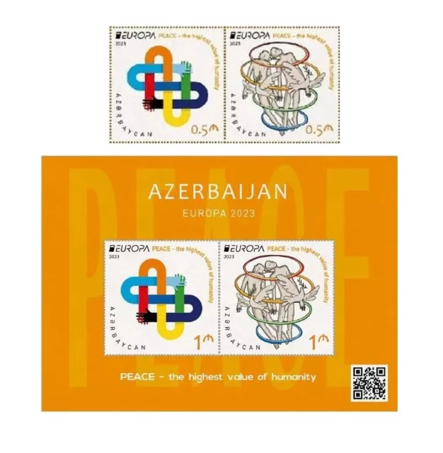 Azerbaijan EUROPA 2023 Peace – the highest value of humanity CEPT block+2 Stamps