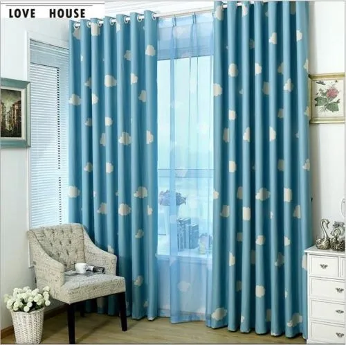 Kids Nursery 80% Blockout Eyelet Curtains Drapes ZERO Chemical Coats Blue Cloud