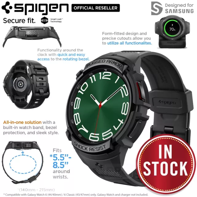 For Galaxy Watch 6 44 40 Classic 47 43mm Case SPIGEN Rugged Armor Pro Band Cover