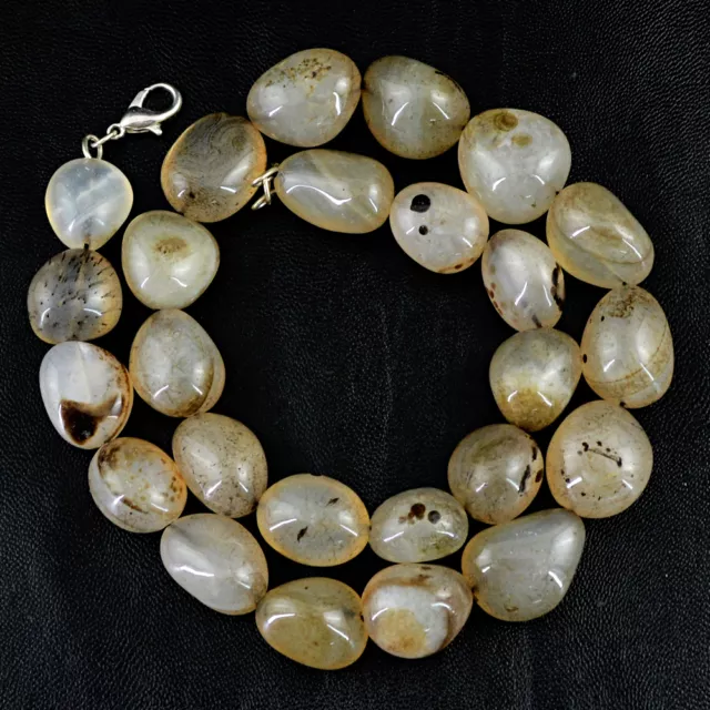 Amazing 811.50 Cts Natural Single Strand Black & White Onyx Beads Necklace (Rs)
