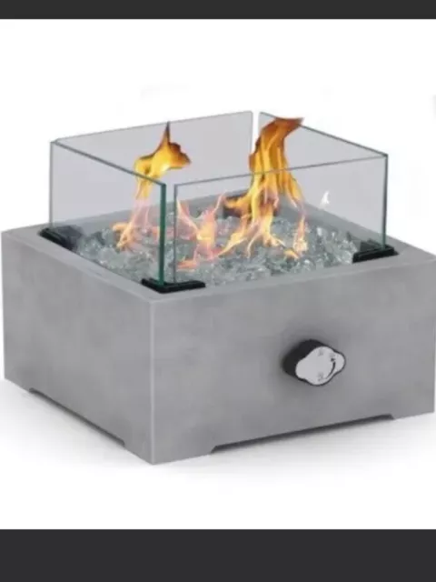 NIB Garden Treasures 10in 10,000-BTU Tabletop Gas Fire Pit Include Glass Beads