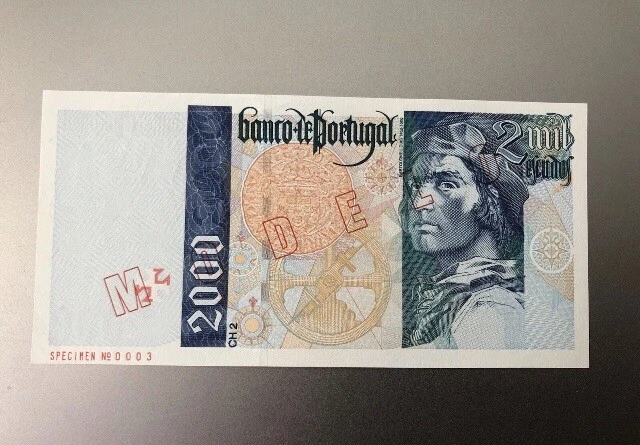 2000 Escudo Specimen Portugal Modelo Sem Valor