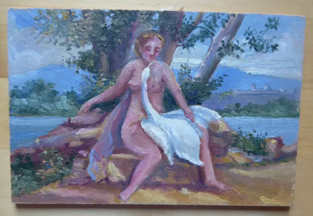 Figura Femminile Vecchio Quadro Dipinto Olio Su Tavola Pittore Spagnolo Md1