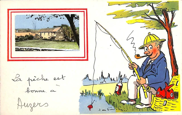15 Auzers Carte Postale Peche Fishing