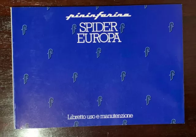 PININFARINA SPIDER EUROPA Fiat 124 DS - Manuale Uso e Manutenzione - ORIGINALE