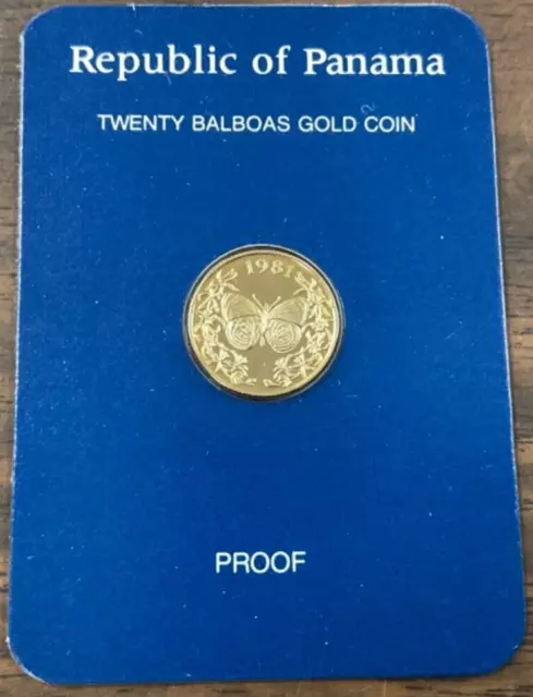 1981 - PANAMA 20 Balboa - 0.0344 ozt .500 gold proof Butterfly coin