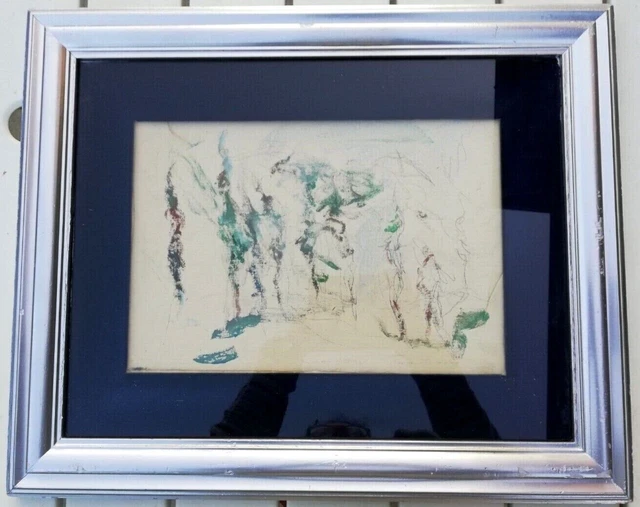 Dipinto olio tela firma Ernesto Treccani cornice original italian art painting