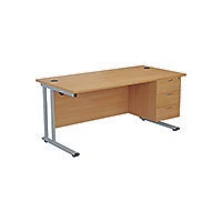 Jemini 3 Drw Fixed Ped Grey Oak