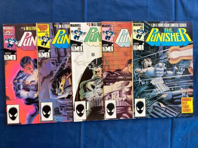 Punisher Limited Mini Series #1 2 3 4 5 (Vol. 1, 1986) Complete set, High Grades