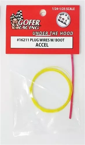 GOFER RACING YELLOW PLUG WIRES WITH BOOT 1/24 and 1/25 SCALE MODEL CAR PART